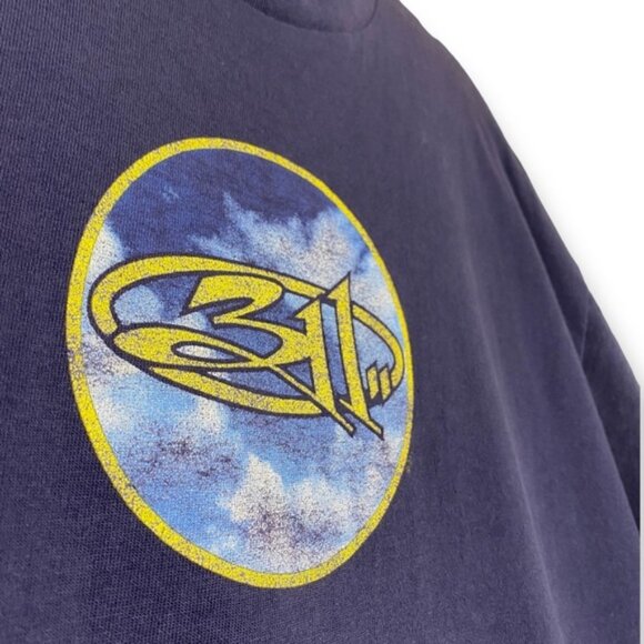 Vintage 90s 311 Transistor 1997 album band tee navy blue yellow XL - Picture 3 of 15